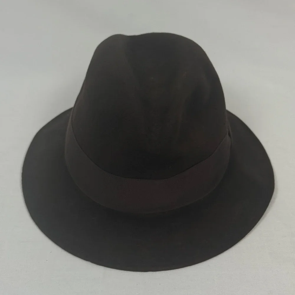 Vintage Mens Wright Mirakai Custom Made Fedora Hat Brown Wool Size 6 7/8 - Picture 2 of 13